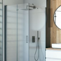 Oltens Hallan drzwi prysznicowe 80 cm czarny mat/szkło przezroczyste 21200300