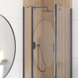 Oltens Hallan ścianka prysznicowa 80 cm czarny mat/szkło przezroczyste 22100300