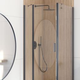 Oltens Verdal drzwi prysznicowe 90 cm czarny mat/szkło przezroczyste 21204300