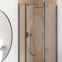 Oltens Verdal drzwi prysznicowe 100 cm uchylne czarny mat/szkło przezroczyste 21205300