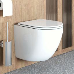 Zestaw Oltens Hamnes miska WC wisząca PureRim z powłoką SmartClean z deską wolnoopadającą Ovan Slim biały 42518000