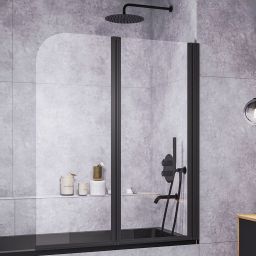 Zestaw Oltens Katla bateria podtynkowa termostatyczna z wylewką wannową Molle z deszczownicą 30 cm Vindel i kompletem prysznicowym Ume czarny mat 36611300