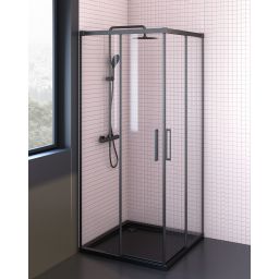 Oltens Breda kabina prysznicowa 80x80 cm kwadratowa czarny mat/szkło przezroczyste 20005300