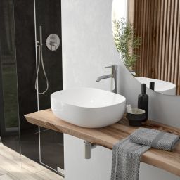 Oltens Hamnes Thin umywalka 60,5x41,5 cm owalna nablatowa biała 40320000