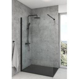 Oltens Atran zestaw prysznicowy ścienny termostatyczny z deszczownicą czarny mat 36500300