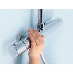 Oltens Boran (S) zestaw prysznicowy termostatyczny z deszczownicą czarny mat 36503300