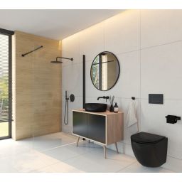 Oltens Hamnes umywalka 49x39,5 cm nablatowa owalna z powłoką SmartClean czarny mat 40800300