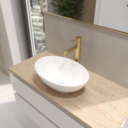 Oltens Etne umywalka 40x33 cm nablatowa owalna z powłoką SmartClean biała 40813000