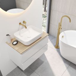 Oltens Hadsel umywalka 50x40 cm prostokątna nablatowa biała 40308000