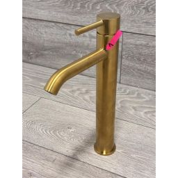 Outlet - Oltens Molle bateria umywalkowa stojąca wysoka złoto szczotkowane 32400810