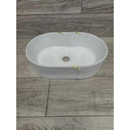 Outlet - Oltens Lom Thin umywalka 45x30 cm owalna nablatowa biała 40327000