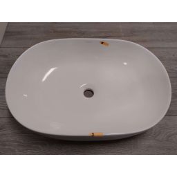 Outlet - Oltens Hamnes Thin umywalka 60,5x41,5 cm nablatowa owalna z powłoką SmartClean biała 40820000