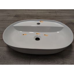 Outlet - Oltens Hamnes Thin umywalka 62x42 cm nablatowa owalna z powłoką SmartClean biała 41814000