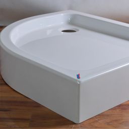 Outlet - Omnires Riverside brodzik 80x90 cm półokrągły prawy biały połysk RIVERSIDE80/90/PBP