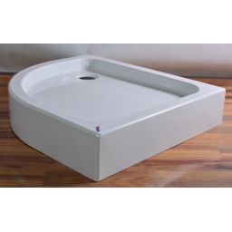 Outlet - Omnires Riverside brodzik 80x90 cm półokrągły prawy biały połysk RIVERSIDE80/90/PBP