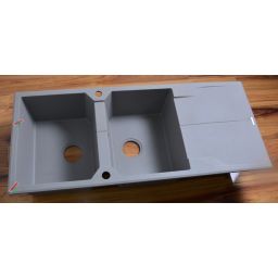 Outlet - Deante Andante zlewozmywak granitowy 116x50 cm wpuszczany szary metalik ZQNS213