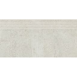 Opoczno Newstone White Steptread stopnica podłogowa 29,8x59,8 cm biały mat