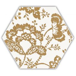 Paradyż Shiny Lines dekor ścienno-podłogowy 19,8x17,1 cm inserto motyw C biały/złoty mat