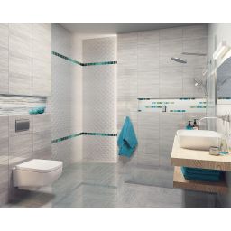 Paradyż Nati dekor ścienny 25x40 cm inserto paski grys biały/szary