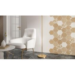 Paradyż Shiny Lines dekor ścienno-podłogowy 19,8x17,1 cm inserto motyw E złoty/biały mat
