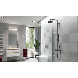 Actima Round Termo zestaw prysznicowy ścienny termostatyczny z deszczownicą czarny mat ARAC.SY.107BL