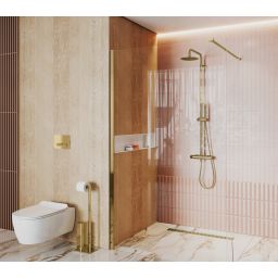 Actima Round Termo zestaw prysznicowy ścienny termostatyczny z deszczownicą złoty połysk ARAC.SY.107GL