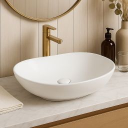 Aquavea Baronesa umywalka 60x36 cm owalna nablatowa biała BAROBIA
