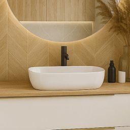 Aquavea Duquesa umywalka 45,5x32 cm owalna nablatowa biała DUQUBIA