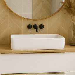 Aquavea Peras umywalka 61x36 cm prostokątna nablatowa biała PERASBIA