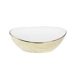 Aquavea Miel umywalka 37x29,5 cm owalna nablatowa biała-złota MIELBIA