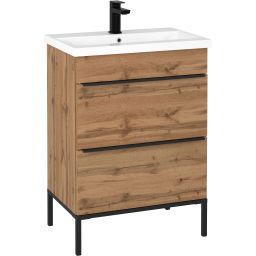 Astor Alba umywalka z szafką 60 cm dąb wotan AM-AUB-602-2N