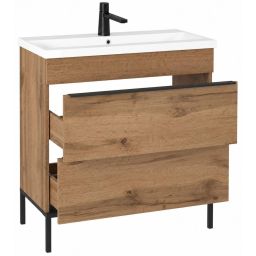 Astor Alba umywalka z szafką 80 cm dąb wotan AM-AUB-802-2N