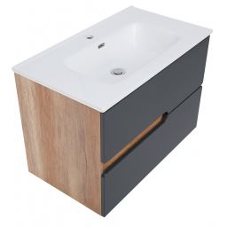 Astor Spectra Country szafka 80 cm wisząca podumywalkowa antracyt/dąb country AM-SEU-800-Y0