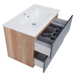 Astor Spectra Country szafka 80 cm wisząca podumywalkowa antracyt/dąb country AM-SEU-800-Y0
