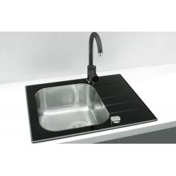 Alveus Vitro 10 zlewozmywak szklano-stalowy 60x50 cm satyna/szkło czarne 1114557