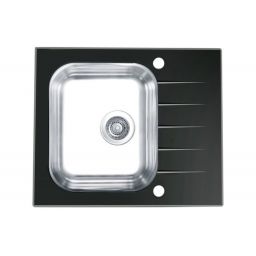 Alveus Vitro 10 zlewozmywak szklano-stalowy 60x50 cm satyna/szkło czarne 1114557