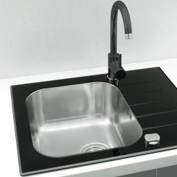 Alveus Vitro 10 zlewozmywak szklano-stalowy 60x50 cm satyna/szkło czarne 1114557