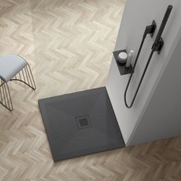 Balneo Stone Tray brodzik 90x90 cm kwadratowy kompozyt ciemnoszary STFDG909025