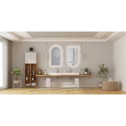 BD Art Luna lustro 50x90 cm półowalne z oświetleniem biały 301210000131