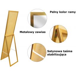 BD Art lustro stojące do garderoby 155x36 cm prostokątne złote 301120000050