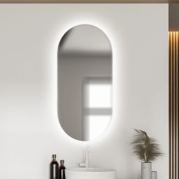 BD Art Luna lustro 40x100 cm owalne z oświetleniem biały 301210000058