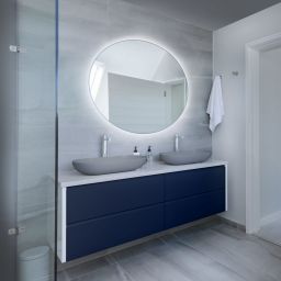 Baltica Design Tiny Border Bright lustro 90x90 cm srebrne barwa zimna z włącznikiem bezdotykowym