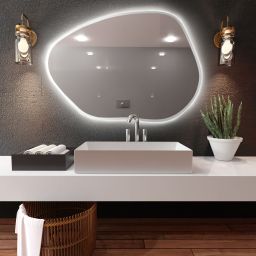 Baltica Design Bright Stain I lustro 80x57 cm białe barwa zimna z włącznikiem bezdotykowym