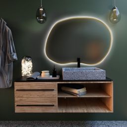 Baltica Design Bright Stain II lustro 60x43 cm złote barwa ciepła z włącznikiem bezdotykowym