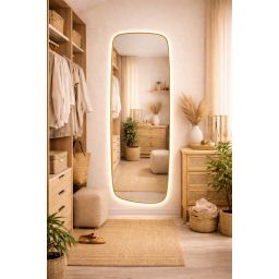 Baltica Design Stone Calm L lustro 155x50 cm z oświetleniem LED rama złota barwa neutralna