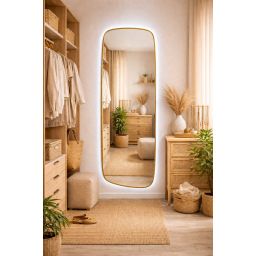 Baltica Design Stone Calm L lustro 155x50 cm z oświetleniem LED rama złota barwa zimna