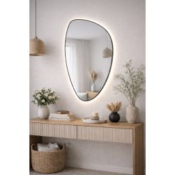 Baltica Design Stone Fluid S lustro 90x60 cm z oświetleniem LED rama czarna barwa neutralna