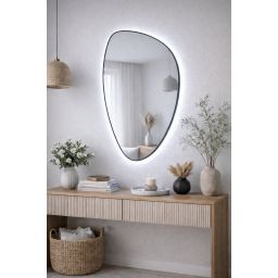 Baltica Design Stone Fluid S lustro 92x55 cm z oświetleniem LED rama czarna barwa zimna