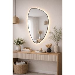 Baltica Design Stone Fluid S lustro 92x55 cm z oświetleniem LED rama czarna barwa ciepła