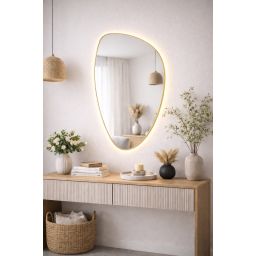 Baltica Design Stone Fluid S lustro 92x55 cm z oświetleniem LED rama złota barwa neutralna